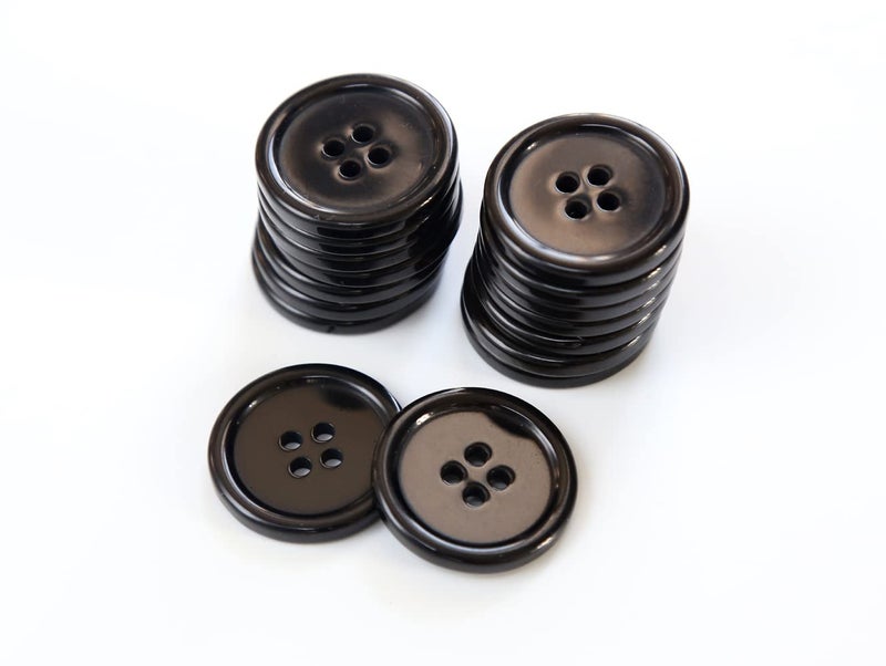 GANSSIA 1 Inch (25mm) Black Resin Buttons Sewing Flatback Button for Garment DIY Craft Decoration Pack of 50PCS - Image 5